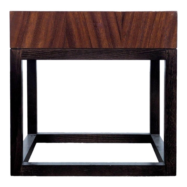 Crate & Barrel Wood Accent Table on Wood Base For Sale