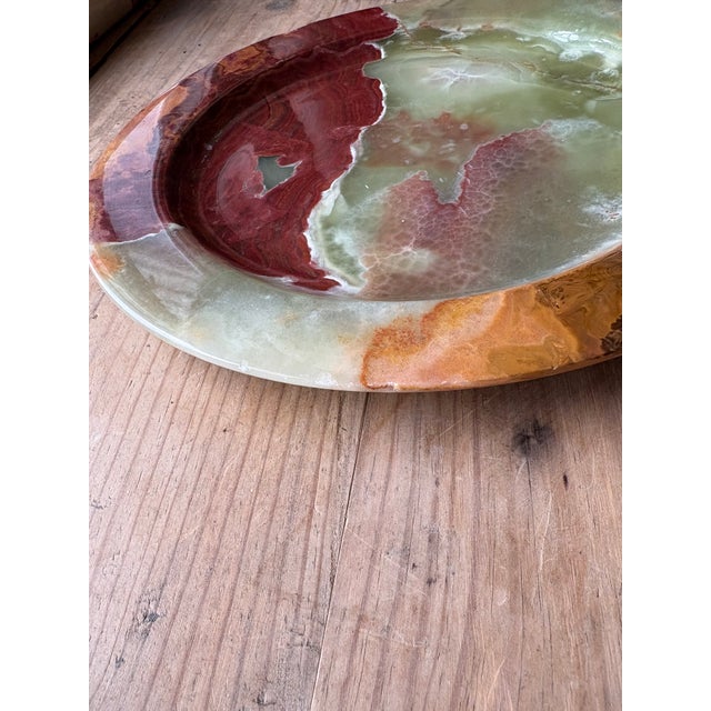 Vintage Green & Red Onyx Stone Decorative Bowl / Catchall Dish For Sale - Image 10 of 14