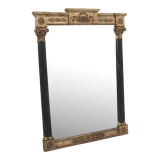 Neoclassical Faux Marble and Gilded Column Mirror 1970's For Sale