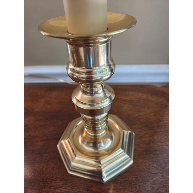 Late 20th Century Frederick Cooper Vintage Brass Candlestick Lamp For Sale - Image 5 of 8