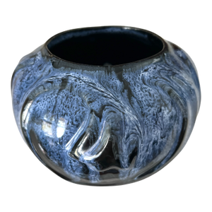 Mid-Century Anna Van Briggle Black and Blue Lava Glaze Art Pottery Vase Colorado Springs 1961