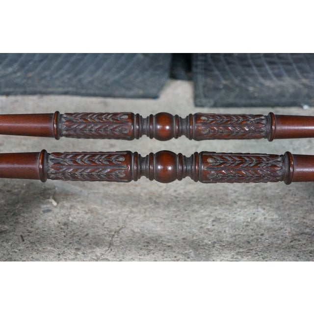 1940s Imperial Duncan Phyfe Regency Mahogany Tooled Leather Coffee Cocktail Table For Sale - Image 17 of 18