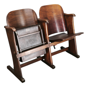 Czech Art Deco 2-Seater Cinema Bench in Beech Wood, 1920s
