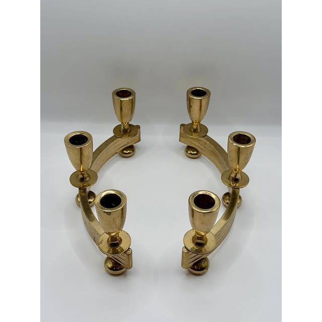 Dirilyte Vintage Dirilyte Gold Tone 6 Candle Candelabra Set For Sale - Image 4 of 10