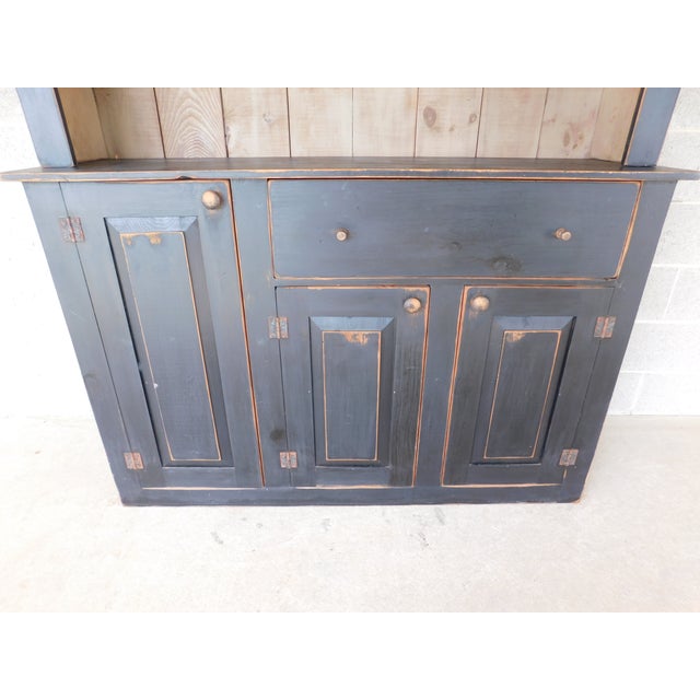 Late 20th Century Primitive Shaker Style Paint Distressed Step Back Cabinet by Ezra G Tiffin Ohio For Sale - Image 5 of 18