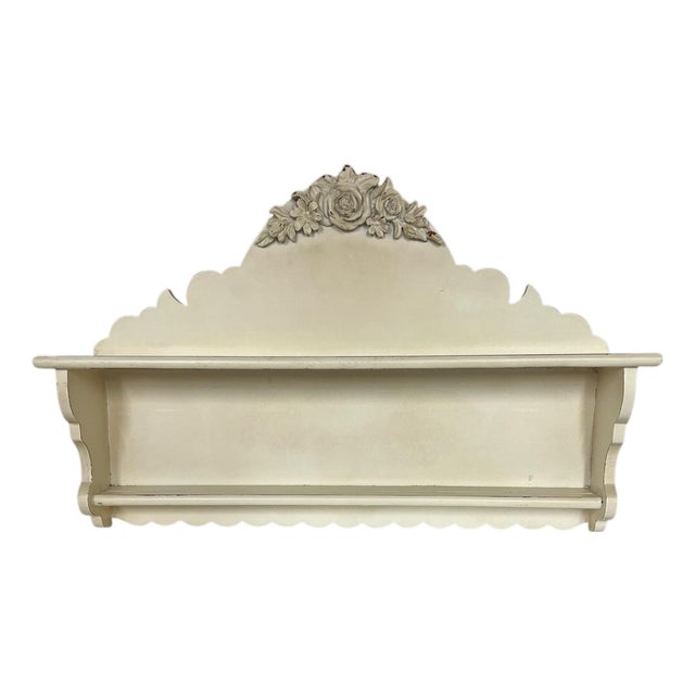 French Country Farmhouse Roses SND Daisies Pediment Two Tier Shelf For Sale