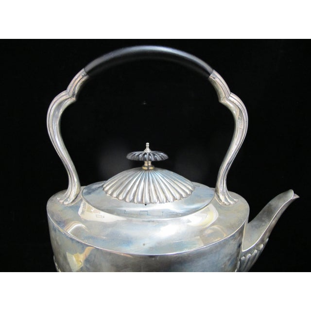 Victorian Engraved Hand & Dagger Crest Sterling Silver Teapot Coffee Hot Water Warmer Pot For Sale - Image 3 of 12