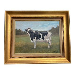 Contemporary Original Stephen Heigh Cow Painting “In the Meadow” For Sale