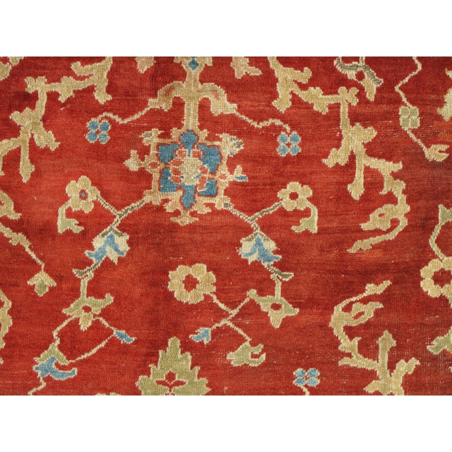 Antique Persian Sultanabad Carpet, Handmade Oriental Rug, Red, Light Blue & Gold For Sale - Image 12 of 18