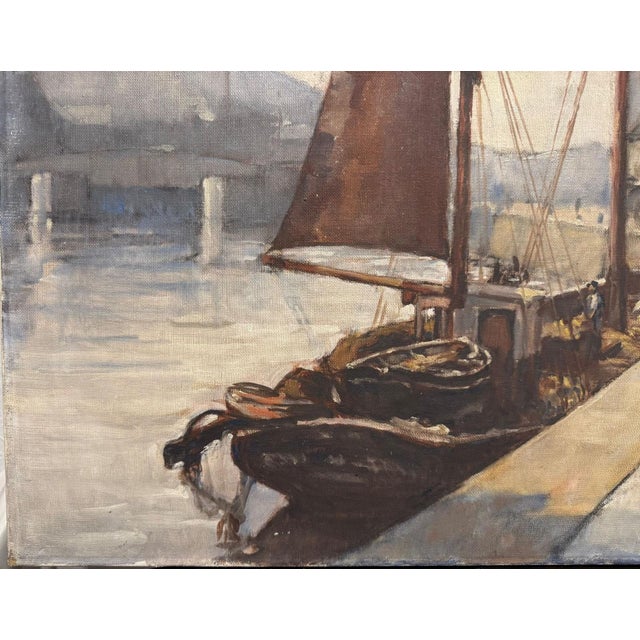 Jean Darignan, Fishing Boat, Oil Painting on Canvas For Sale - Image 12 of 13