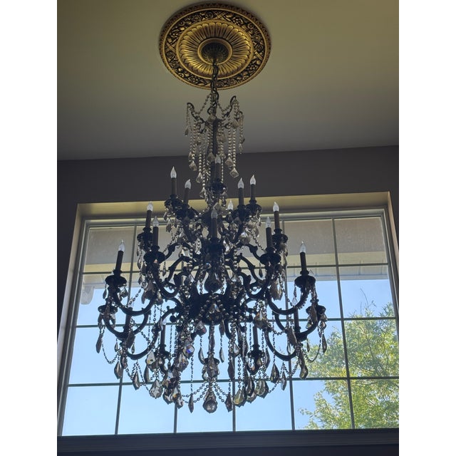 French Crystal Foyer Chandelier For Sale - Image 3 of 3
