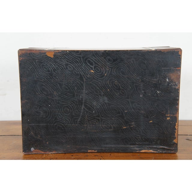 Mid 20th Century Antique English Victorian Walnut Burl Inlaid Campaign Box For Sale - Image 12 of 12