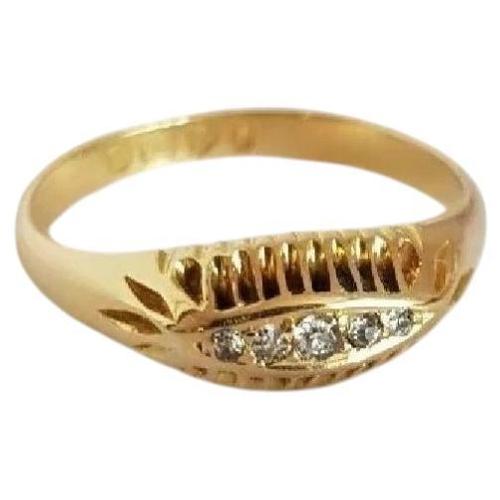 Antique Edwardian 18ct Gold Five Stone Diamond Ring, 1903 For Sale - Image 14 of 14