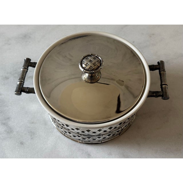Vintage Faux Bamboo Silverplate Serving Dish For Sale - Image 4 of 12