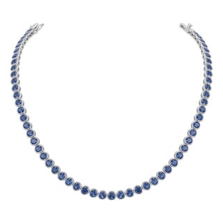 Natural 18k Gold Necklace With 38.12ct Blue Sapphire, New Design For Sale