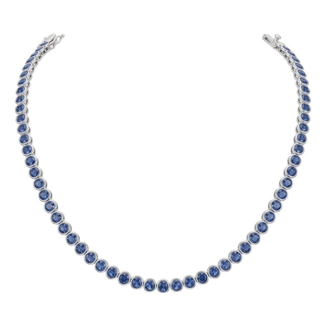 Natural 18k Gold Necklace With 38.12ct Blue Sapphire, New Design For Sale