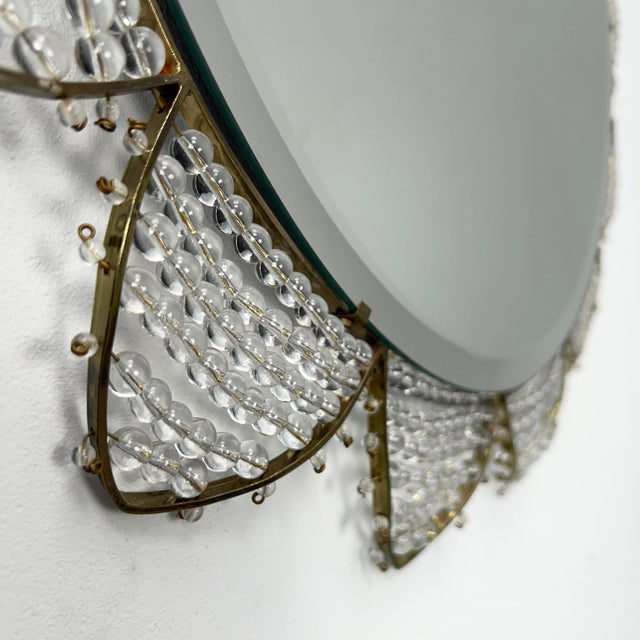 Round Wall Mirror with Brass Spikes and Glass Ball Decoration, Germany, 1950s For Sale - Image 4 of 5