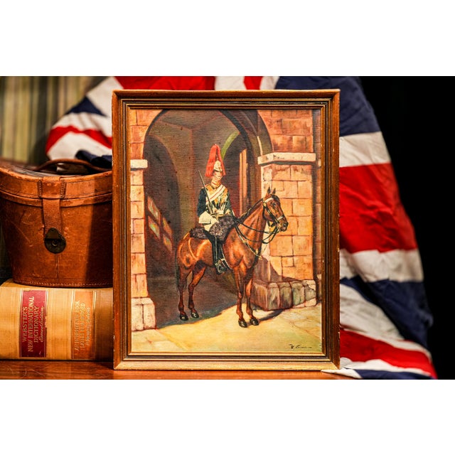 Step into the storied history of London with this exceptional oil painting on canvas, capturing a soldier of the Royal...