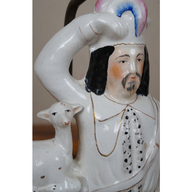 Pair Antique Staffordshire Scottish Highlander Animal Table Lamps For Sale - Image 6 of 12