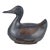 Vintage Pewter Duck Trinket Box Copper Inlay Feather Detail Lidded Dish Gray For Sale