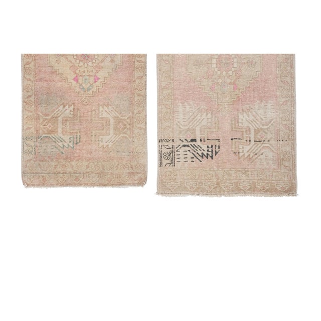 Mid-Century Modern Faded Turkish Small Rug Carpet - Kitchen Rug For Sale - Image 3 of 11