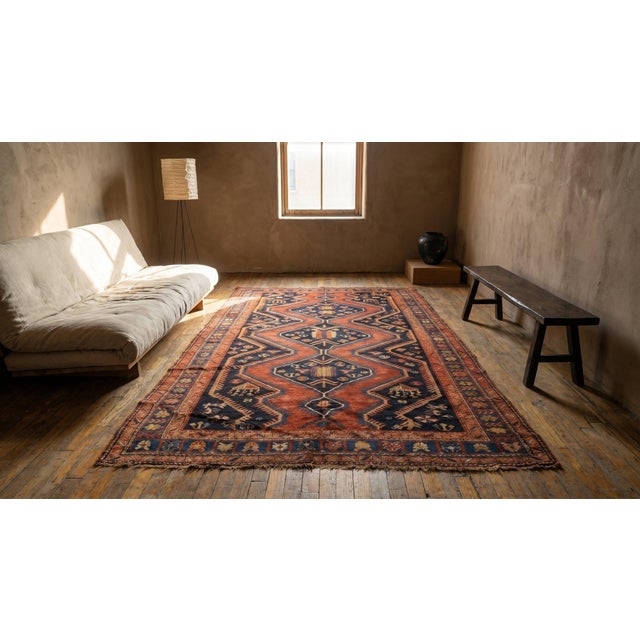 1900s Black Zig Zag Tribal Antique Caucasian Kazak Rug 5'6" X 10'4" Handknotted Wool Carpet For Sale - Image 10 of 10
