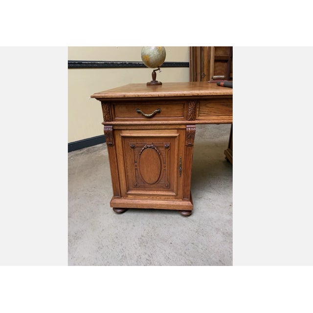 Antique Freestanding Desk in Oak, 1910 For Sale - Image 3 of 12
