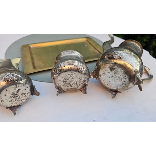 Antique Brass Tea Service from EPNS, 1890s, Set of 4 For Sale - Image 6 of 12