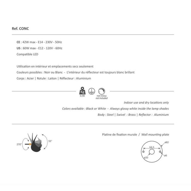 Mid-Century Modern Black Conche Wall Lamp Set by Serge Mouille, Set of 2 For Sale - Image 6 of 8