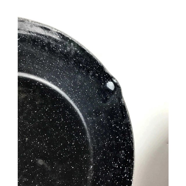 Vintage Set of 3 Black Enamel Coated Metal Pans For Sale In Portland, ME - Image 6 of 11