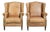 Wing Club Chairs in Light Cowhide Leather, Set of 2 For Sale