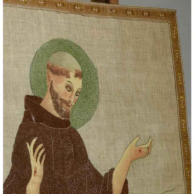 Double Glass Framework with Painted Sheet Depicting San Francesco Italia For Sale - Image 4 of 7