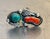 Native American Style Silver/Turquoise/Coral Large Cocktail Ring For Sale - Image 6 of 6