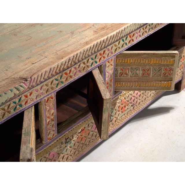 Antique Painted Uyghur Xinjiang Silk Road Sideboard or Cabinet For Sale - Image 12 of 15