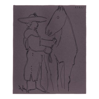 1962 Pablo Picasso Linocut Engraving "Picador and Horse" For Sale
