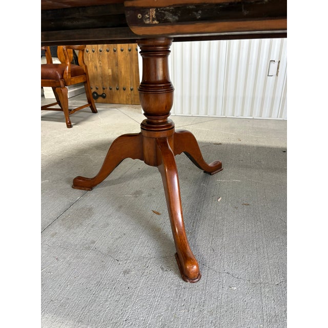 Custom Made Banquet Eastern Black Walnut Two Pedestal Dining Table With Three Leaves, Late 20th Century For Sale - Image 11 of 14