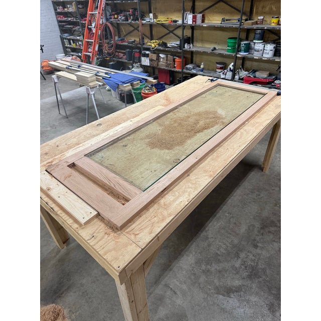 Handcrafted Solid Red Oak Architectural Storm Door For Sale In Indianapolis - Image 6 of 12