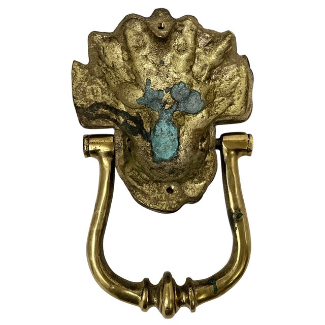 Antique English Brass Lion Head Door Knocker For Sale - Image 9 of 10