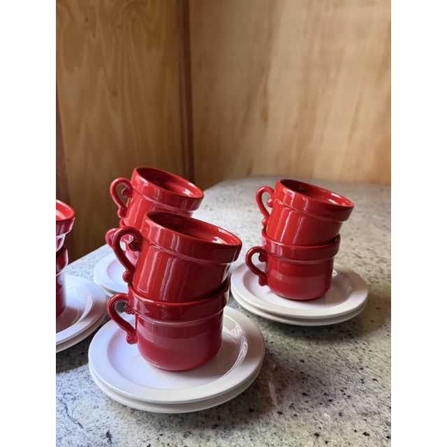 Mid-Century Dutch Ceramic Espresso Cups and Saucers from Huizen Holland, 1970s, Set of 16 For Sale - Image 12 of 13