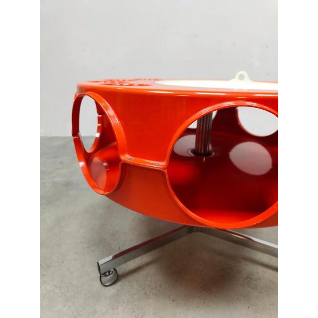 Metal Vintage Space Age Dutch Orange Rotorbar Trolley, 1970s For Sale - Image 7 of 7