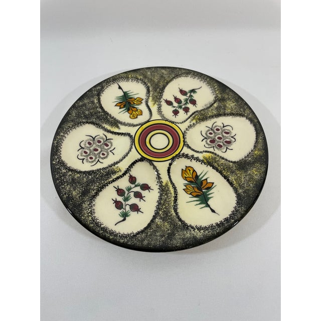 An authentic French Breton Oyster Plate made by Henriot Quimper, Brittany, France. C. 1960s. Signed on the back including...
