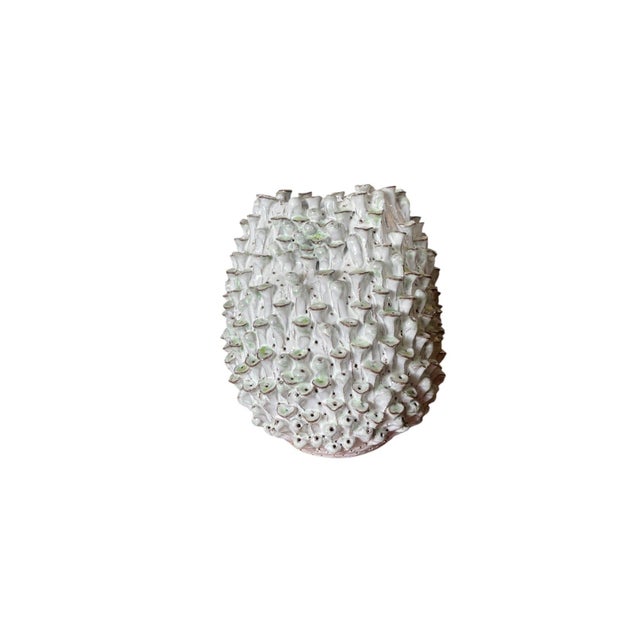 Italian Vintage Italian Textured Sea Urchin Ceramic Studio Vase For Sale - Image 3 of 12
