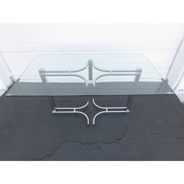 Hollywood Regency Chrome Glass Top Dining Table 6430 For Sale - Image 12 of 18