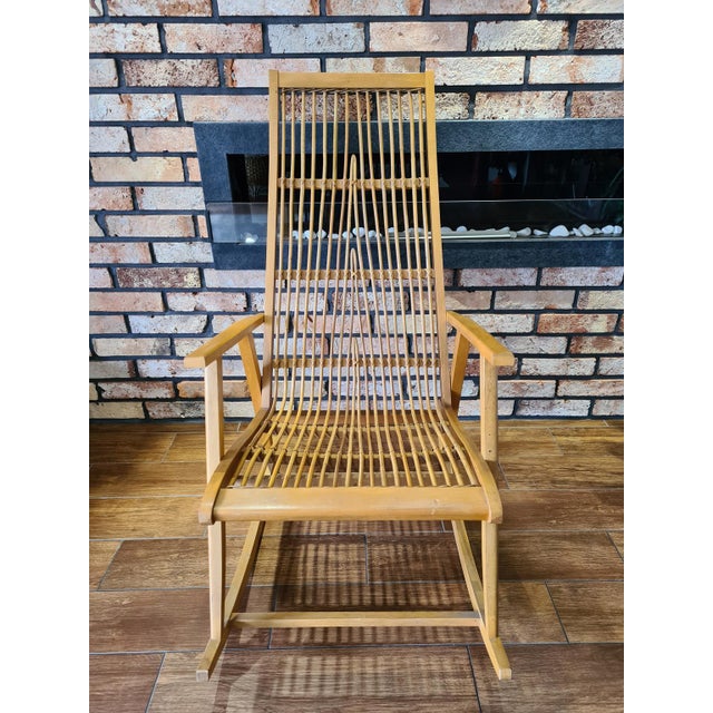 Vintage Scandinavian Rocking Chair with Bamboo Weave, 1960s For Sale - Image 9 of 12