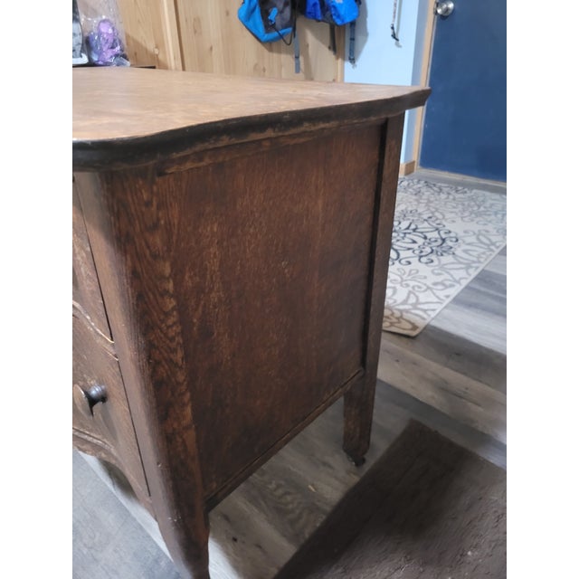 Antique Tiger Oak 2-Drawer Bedside Dresser For Sale - Image 4 of 7