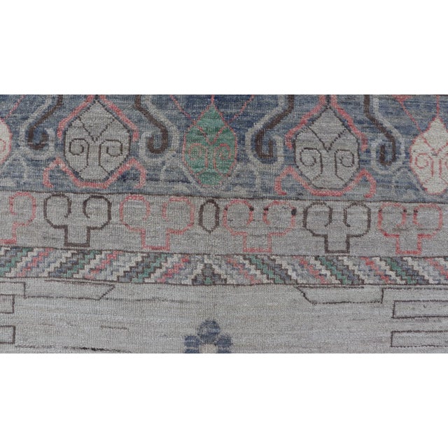 Salmon Hand Knotted Colorful Khotan Rug by Keivan Woven Arts, 9'8" X 13'0 For Sale - Image 8 of 12