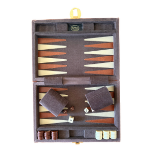 Vintage Corduroy Backgammon Game in Case, Complete