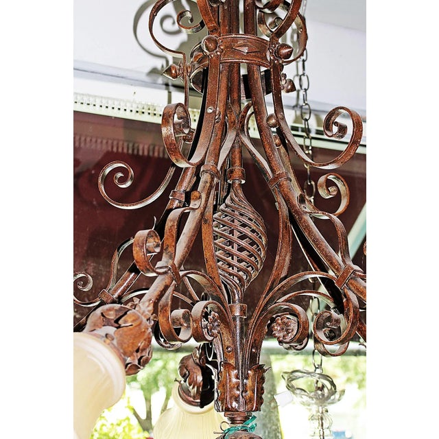 Metal French Country Wrought Steel Chandelier For Sale - Image 7 of 8