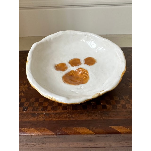 Vintage Signed Ceramic Bowl With Dog Paw Design For Sale - Image 4 of 14
