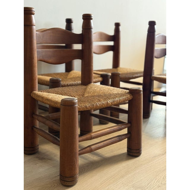 Mid 20th Century Set of Four Low Rush Chairs by Charles Dudouyt, Attributed For Sale In Denver - Image 6 of 7